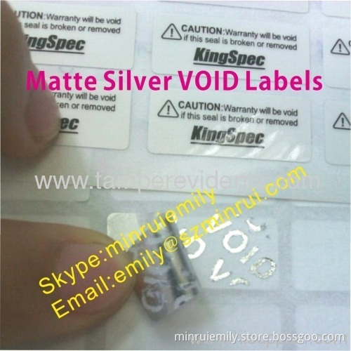 Custom Silver Pet Vinyl Void Labels,matte Silver Warranty Labels